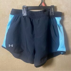 Under Armour Women's Black Shorts with Blue Panels